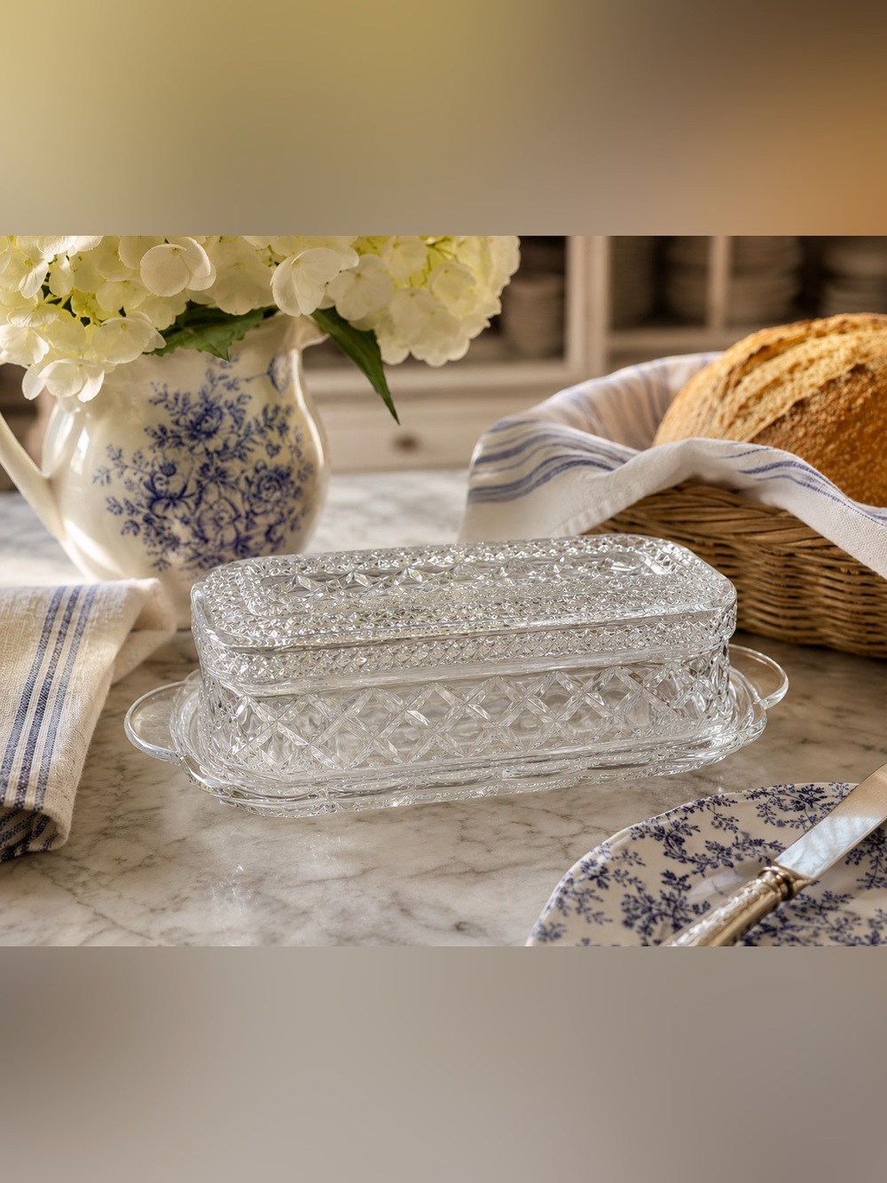 Anchor Hocking Wexford Glass Butter Dish Vintage Cottagecore Farmhouse Decor